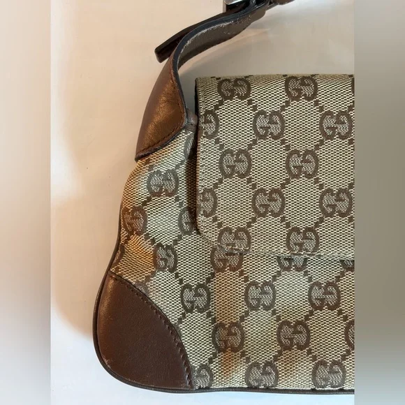 Vintage Gucci, Jackie O Bag GG Supreme Canvas & Brown Leather Bag UNISEX - Picture 4 of 13